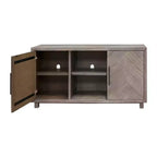 Meuble TV console Palisade pour téléviseurs jusqu'à 60 po gris - Martin Furniture : motif à chevrons, quincaillerie en fer