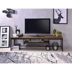 Meuble TV Bob pour téléviseurs jusqu'à 59" finition chêne vieilli/métal noir - Acme Furniture : Console robuste pour écran de télévision