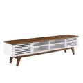 Render Entertainment Center TV Stand for TVs up to 78" Walnut/White - Modway: Mid-Century Design, Media Storage, Cable Management