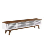 Render Entertainment Center TV Stand for TVs up to 78" Walnut/White - Modway: Mid-Century Design, Media Storage, Cable Management
