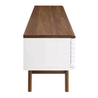 Meuble TV Render pour téléviseurs jusqu'à 78 po Noyer/Blanc - Modway : Design mi-siècle, rangement multimédia, gestion des câbles