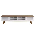 Meuble TV Render pour téléviseurs jusqu'à 78 po Noyer/Blanc - Modway : Design mi-siècle, rangement multimédia, gestion des câbles
