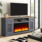 Meuble TV Festivo Farmhouse 70" pour téléviseurs jusqu'à 80" avec cheminée, gris