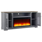 Meuble TV Festivo Farmhouse 70" pour téléviseurs jusqu'à 80" avec cheminée, gris