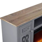 Meuble TV Festivo Farmhouse 70" pour téléviseurs jusqu'à 80" avec cheminée, gris