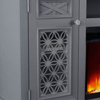 Meuble TV Festivo Farmhouse 70" pour téléviseurs jusqu'à 80" avec cheminée, gris
