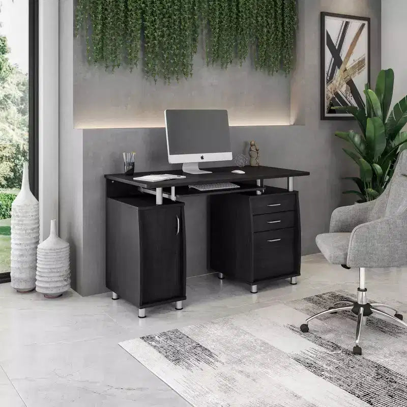 Bureau d'ordinateur complet avec rangement espresso - Techni Mobili : Meuble de bureau en MDF, tiroir pour clavier