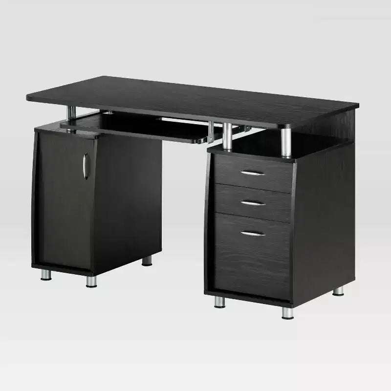 Bureau d'ordinateur complet avec rangement espresso - Techni Mobili : Meuble de bureau en MDF, tiroir pour clavier