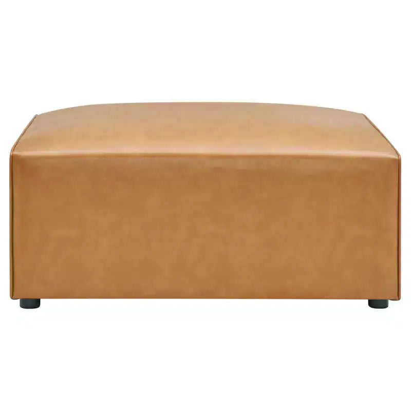 Pouf en cuir végétalien Mingle, velours camel - Modway : Siège rembourré carré moderne, similicuir, cadre en bois, 94 x 94 x 39,4 cm