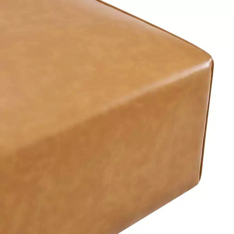 Pouf en cuir végétalien Mingle, velours camel - Modway : Siège rembourré carré moderne, similicuir, cadre en bois, 94 x 94 x 39,4 cm