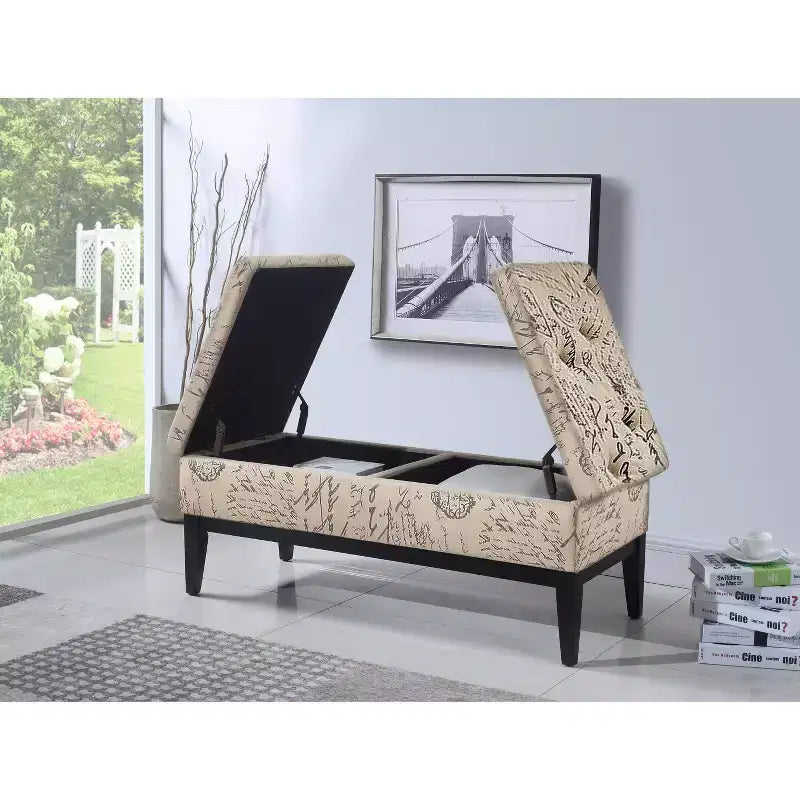 Banc de rangement double levée Old World gris - Ore International