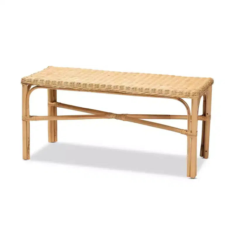 Banc d'appoint Cacaban en rotin naturel/marron - bali & pari : Fabriqué à la main, mobilier d'intérieur, banc d'entrée