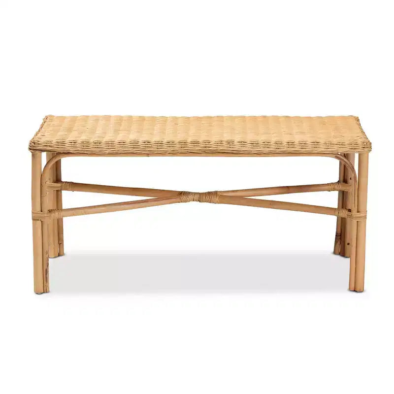 Banc d'appoint Cacaban en rotin naturel/marron - bali & pari : Fabriqué à la main, mobilier d'intérieur, banc d'entrée