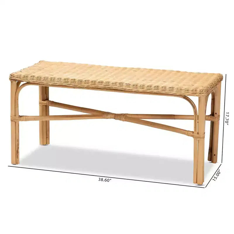 Banc d'appoint Cacaban en rotin naturel/marron - bali & pari : Fabriqué à la main, mobilier d'intérieur, banc d'entrée