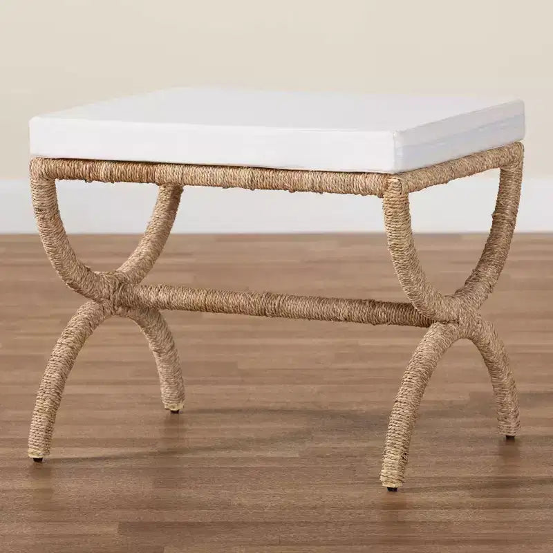 Repose-pieds en jonc de mer Maliyah Bali & Pari, marron naturel