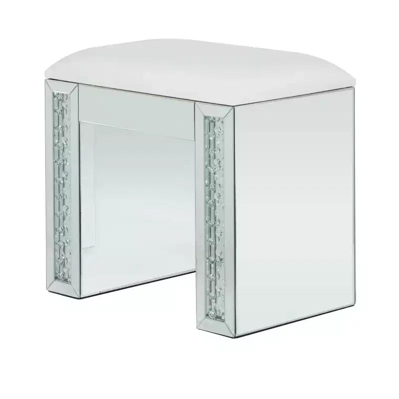 Tabouret Rembourré Miroité Glam Argenté - Olivia & May