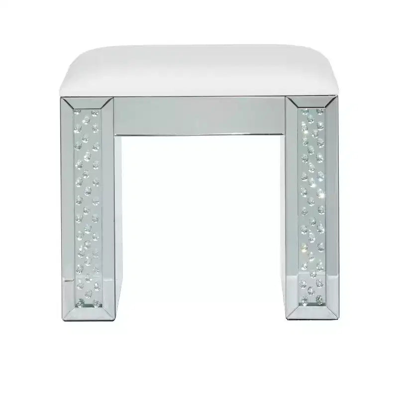 Tabouret Rembourré Miroité Glam Argenté - Olivia & May