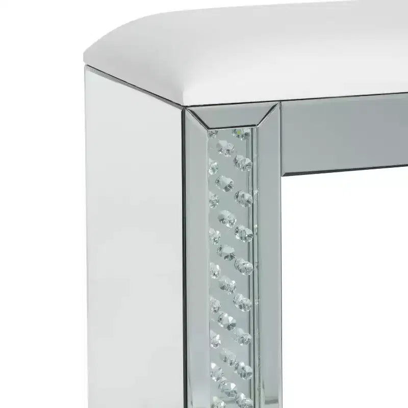 Tabouret Rembourré Miroité Glam Argenté - Olivia & May