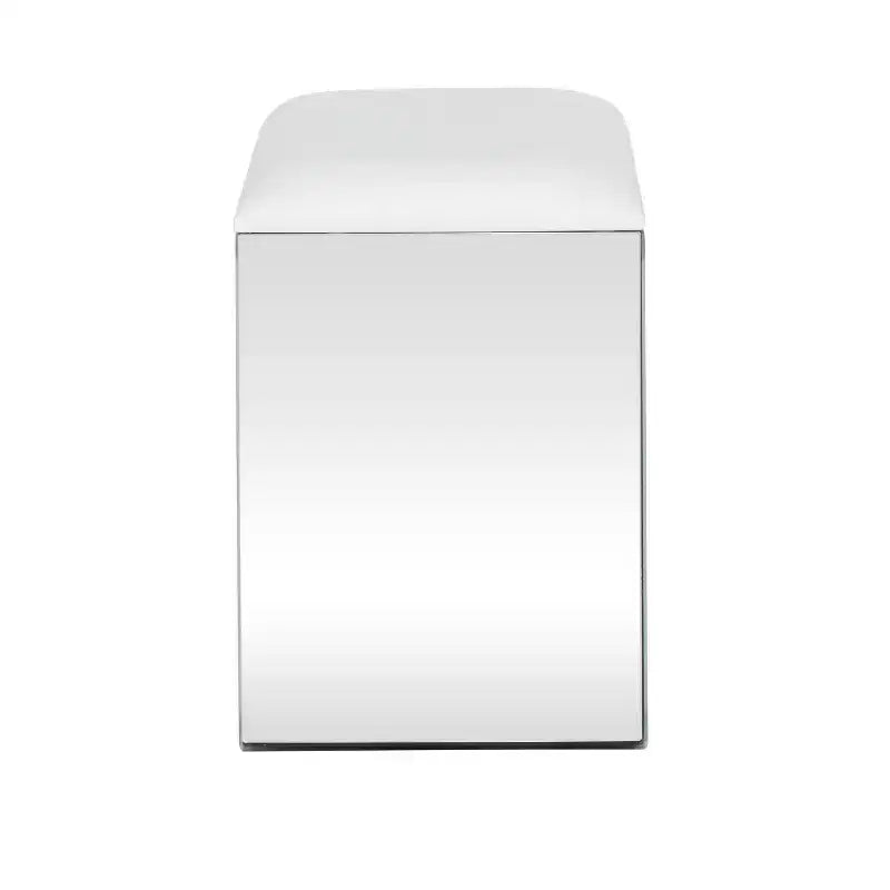 Tabouret Rembourré Miroité Glam Argenté - Olivia & May