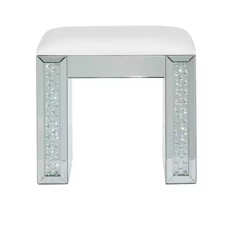 Tabouret Rembourré Miroité Glam Argenté - Olivia & May