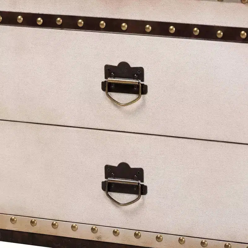 Banc de rangement Baxton Studio Heaton en toile avec 4 tiroirs Beige/Café/Noir