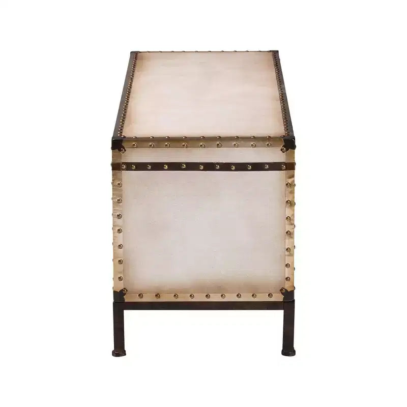 Banc de rangement Baxton Studio Heaton en toile avec 4 tiroirs Beige/Café/Noir