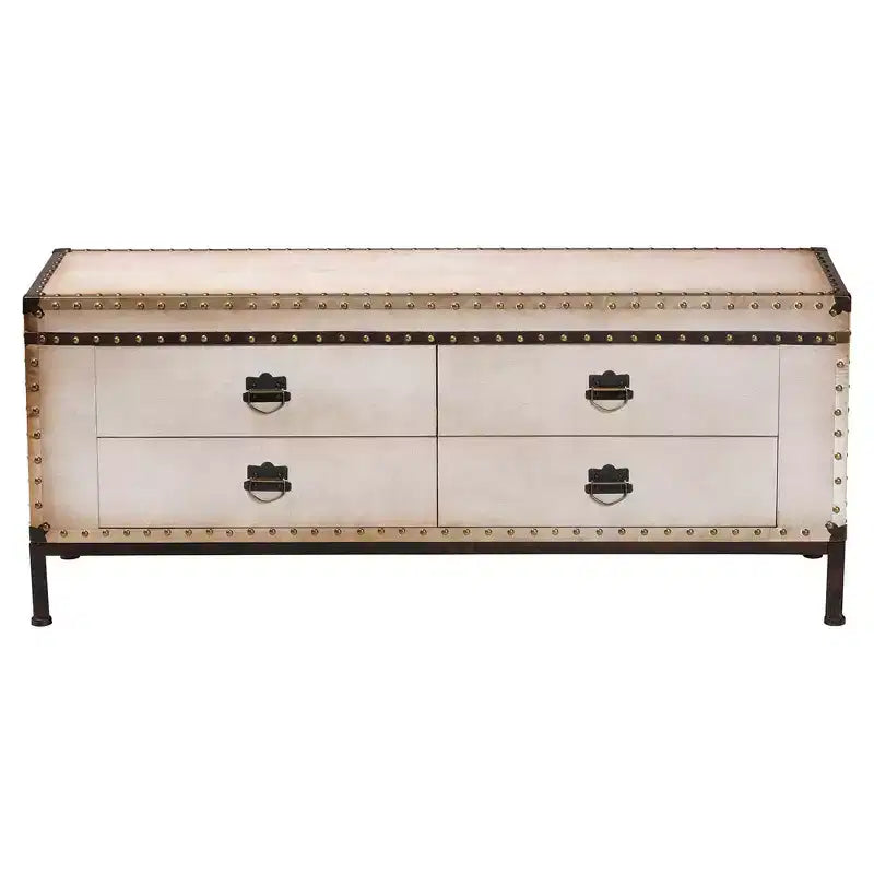 Banc de rangement Baxton Studio Heaton en toile avec 4 tiroirs Beige/Café/Noir