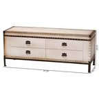 Banc de rangement Baxton Studio Heaton en toile avec 4 tiroirs Beige/Café/Noir