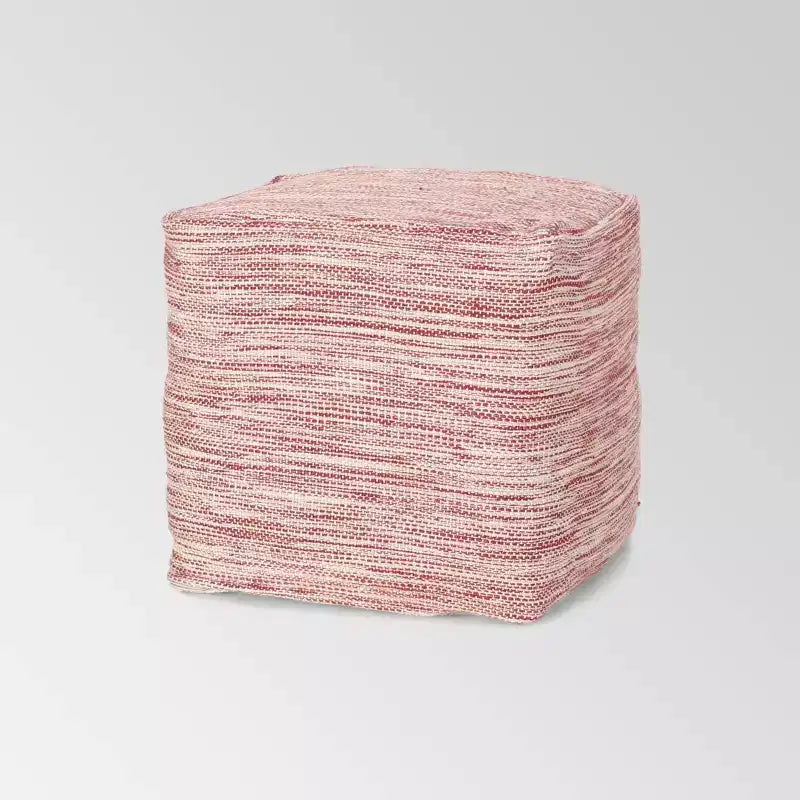 Christopher Knight Home Deja Boho Yarn Pouf Red: Square Upholstered, Spot Clean, No Assembly Required