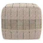 WyndenHall Billie Pouf Carré Tissé Gris : Pouf contemporain en jute, assise rembourrée, 18"x18"x14"