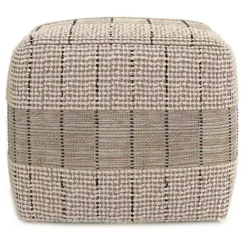 WyndenHall Billie Pouf Carré Tissé Gris : Pouf contemporain en jute, assise rembourrée, 18"x18"x14"