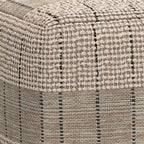WyndenHall Billie Pouf Carré Tissé Gris : Pouf contemporain en jute, assise rembourrée, 18"x18"x14"