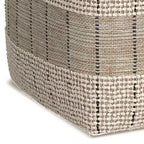 WyndenHall Billie Pouf Carré Tissé Gris : Pouf contemporain en jute, assise rembourrée, 18"x18"x14"
