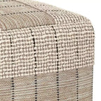 WyndenHall Billie Pouf Carré Tissé Gris : Pouf contemporain en jute, assise rembourrée, 18"x18"x14"