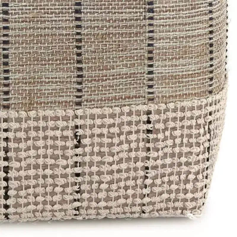 WyndenHall Billie Pouf Carré Tissé Gris : Pouf contemporain en jute, assise rembourrée, 18"x18"x14"