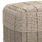 WyndenHall Billie Pouf Carré Tissé Gris : Pouf contemporain en jute, assise rembourrée, 18"x18"x14"