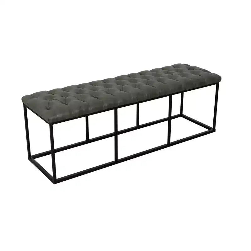 Ottoman Draper avec capitonnage, gris - HomePop : cadre en métal rembourré, sièges de salon