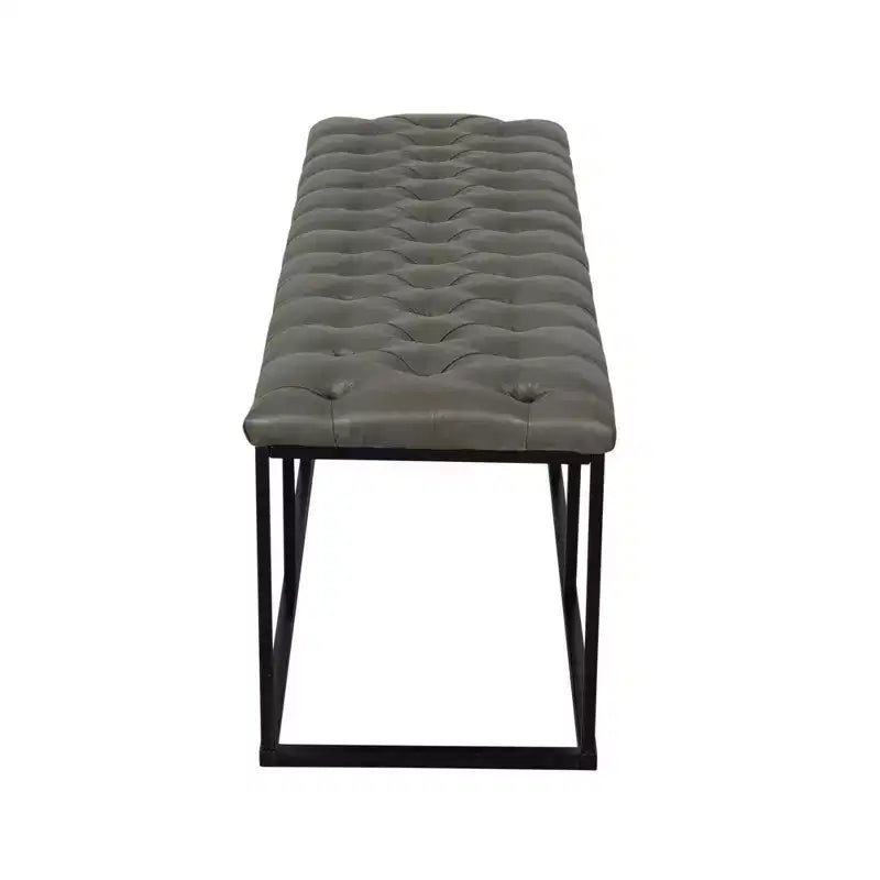 Ottoman Draper avec capitonnage, gris - HomePop : cadre en métal rembourré, sièges de salon