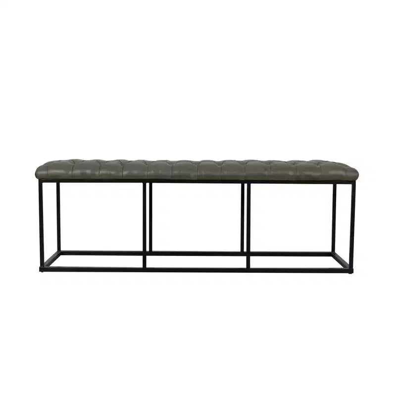 Ottoman Draper avec capitonnage, gris - HomePop : cadre en métal rembourré, sièges de salon