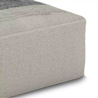 Irena Pouf carré tissé en PET Polyester Gris/Blanc - WyndenHall : Pouf contemporain rembourré, capacité de 113 kg, 50x50x25 cm