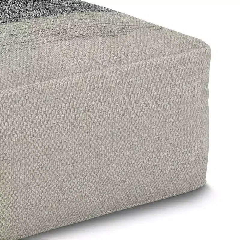 Irena Pouf carré tissé en PET Polyester Gris/Blanc - WyndenHall : Pouf contemporain rembourré, capacité de 113 kg, 50x50x25 cm