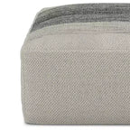 Irena Pouf carré tissé en PET Polyester Gris/Blanc - WyndenHall : Pouf contemporain rembourré, capacité de 113 kg, 50x50x25 cm