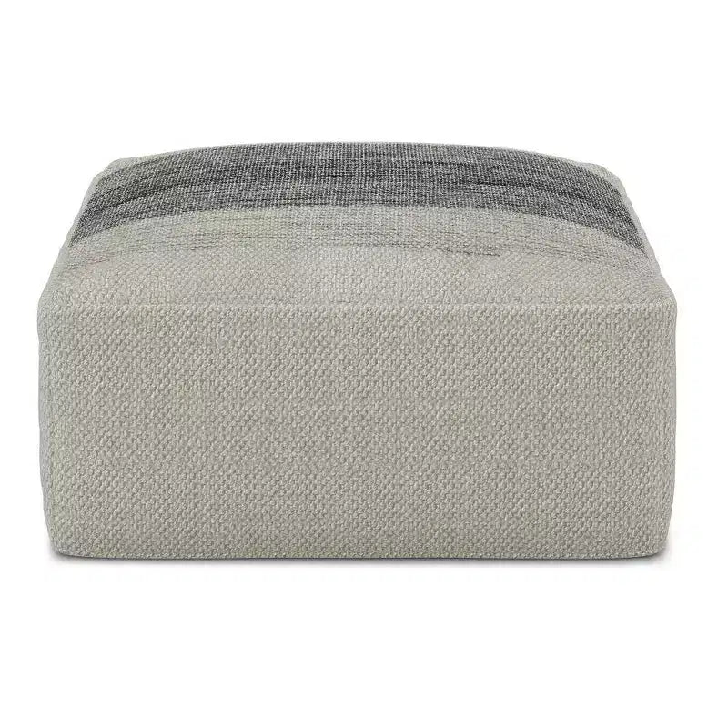 Irena Pouf carré tissé en PET Polyester Gris/Blanc - WyndenHall : Pouf contemporain rembourré, capacité de 113 kg, 50x50x25 cm