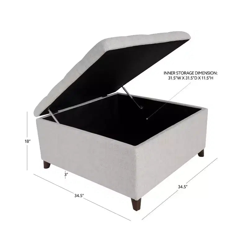 Pouf de rangement carré Linon Madeleine, naturel