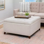 Pouf de rangement carré Linon Madeleine, naturel