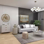 Tabouret contemporain en nacre blanc - Olivia & May : accent rond moderne, cadre en MDF, motif uni, hauteur d'assise de 56,77 cm