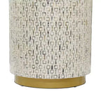 Tabouret contemporain en nacre blanc - Olivia & May : accent rond moderne, cadre en MDF, motif uni, hauteur d'assise de 56,77 cm