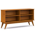 WyndenHall 30" Tierney Low Bookcase Teak Brown: Modern Style, 4 Fixed Shelves, Rubberwood Frame