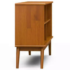 WyndenHall Étagère basse Tierney de 30 po marron teck : Style moderne, 4 étagères fixes, Structure en bois d'hévéa