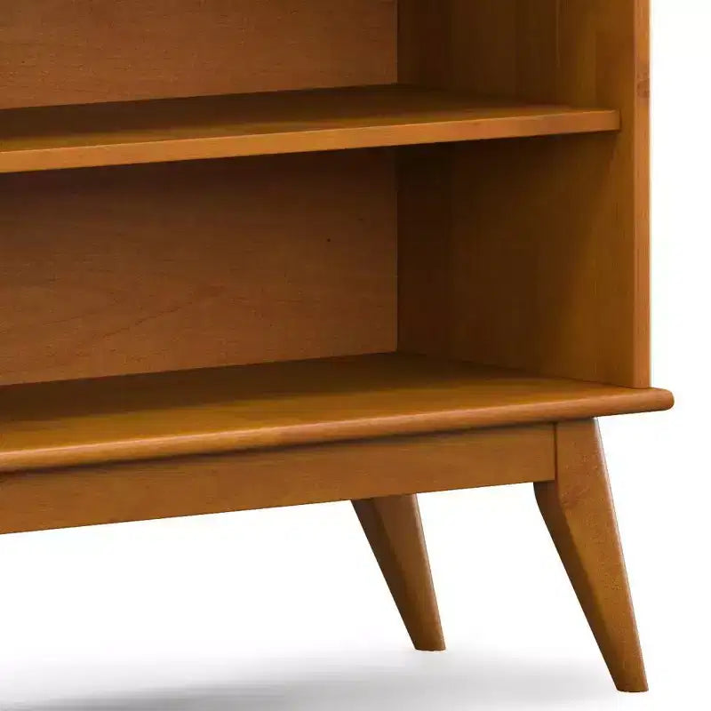 WyndenHall Étagère basse Tierney de 30 po marron teck : Style moderne, 4 étagères fixes, Structure en bois d'hévéa